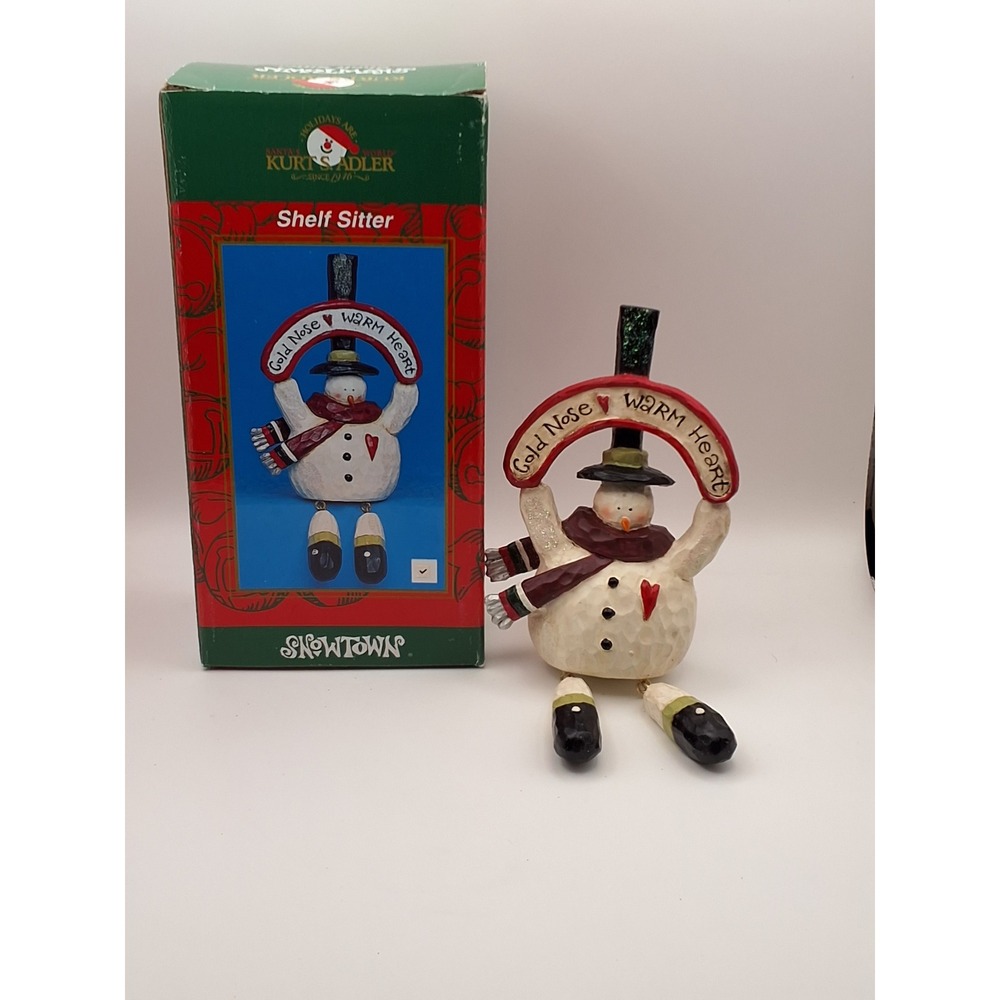 Kurt Adler Snowtown Snowman Shelf Sitter Cold Nose Warm Heart Figurine 6 inch